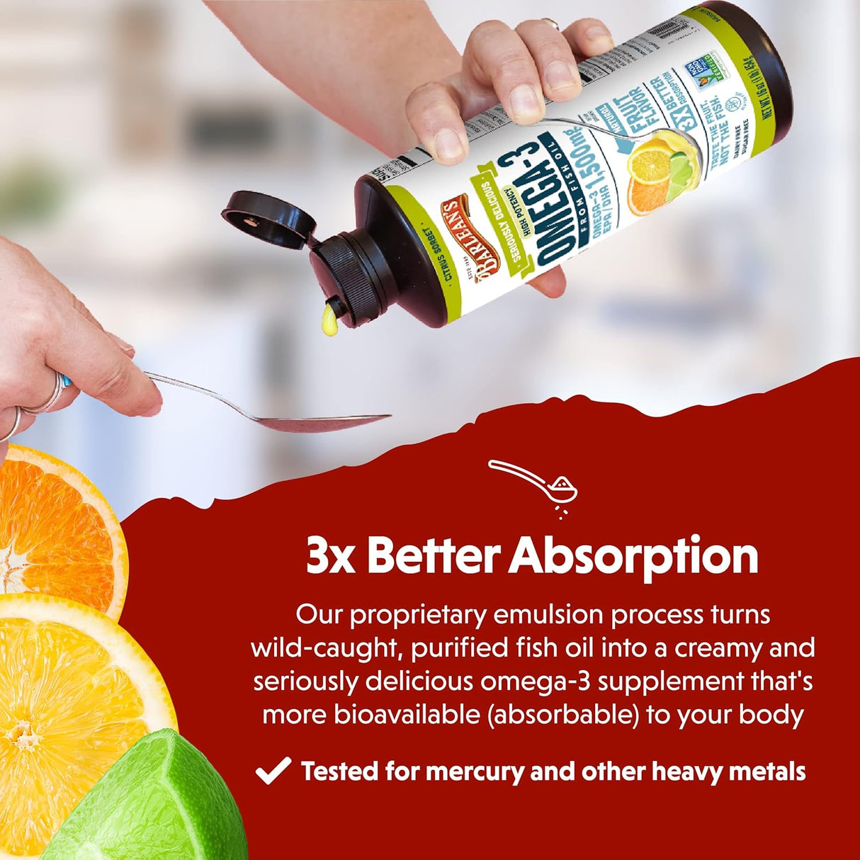 Suplemento de Omega 3 Barlean's, 1500mg EPA & DHA, 16 oz