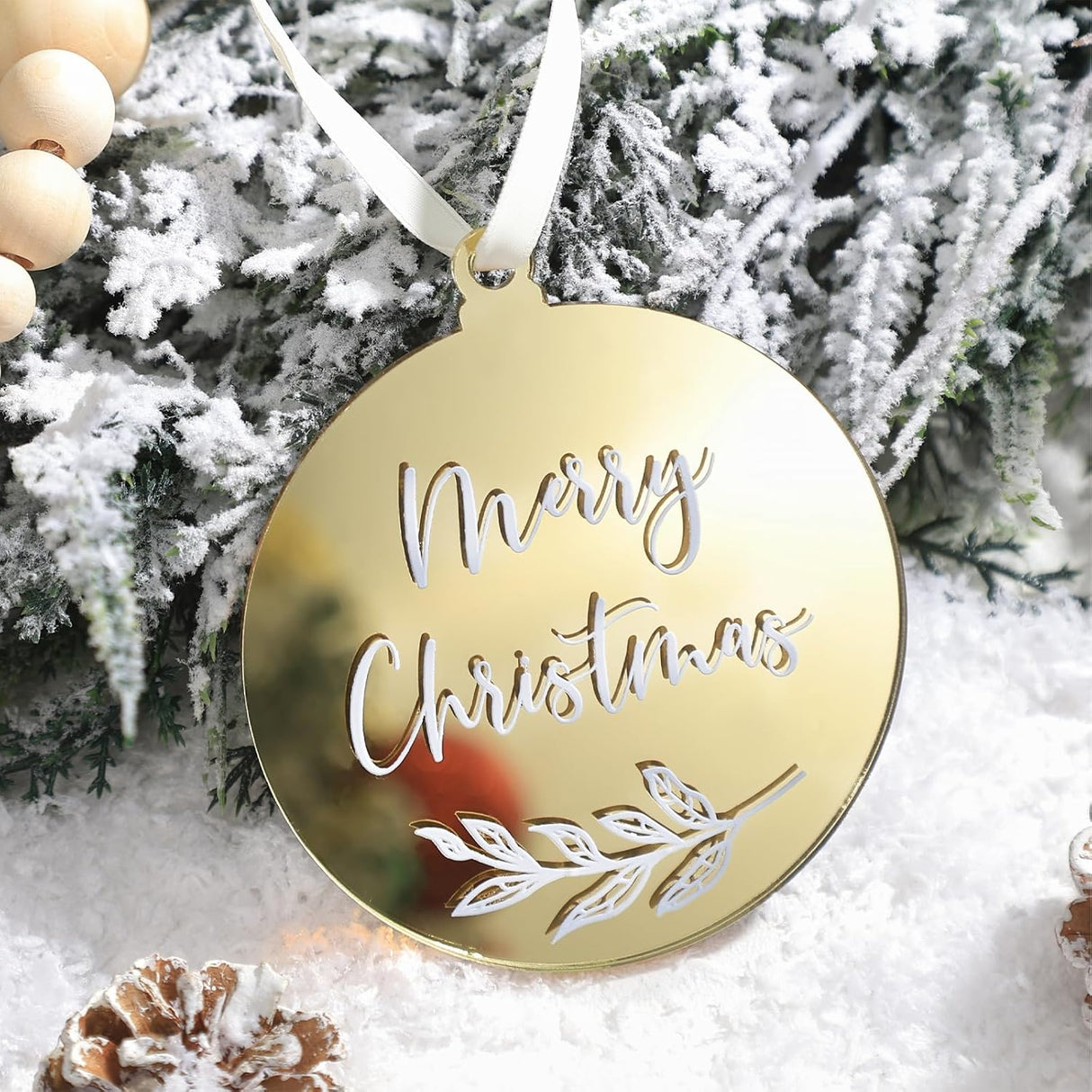 Adorno Navideño UNIQOOO 18 Pack 3.5'' Acrílico 2024 Extra Grueso