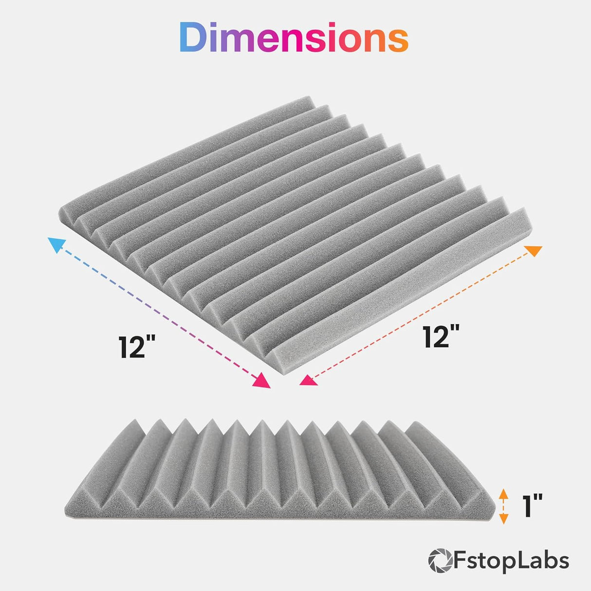Paneles Acústicos Fstop Labs 1 x 12 x 12 Adhesivos Wedge