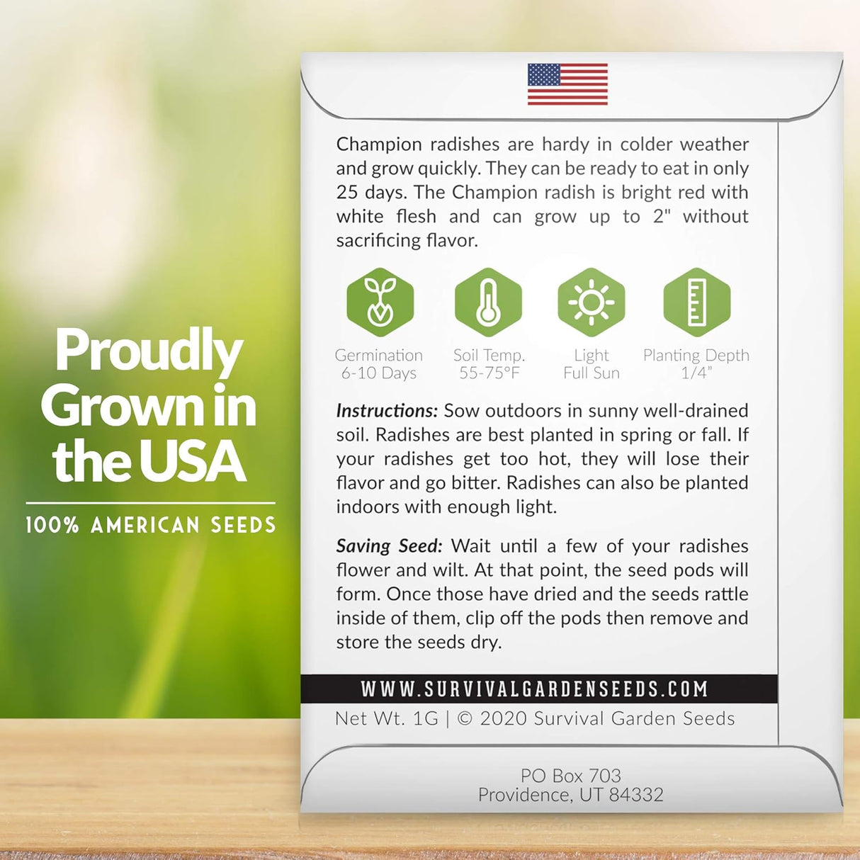 Semillas de Rábano Champion - Survival Garden Seeds - No-GMO