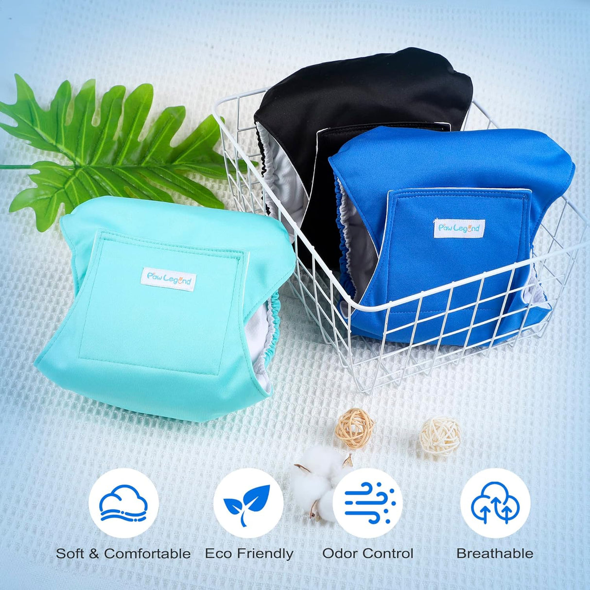 Paw Legend - Pañales lavables para perro macho (3 unidades), S