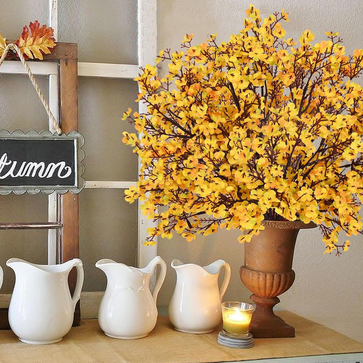 Flores Artificiales de Otoño Yastouay, 10 Pcs para Decoración