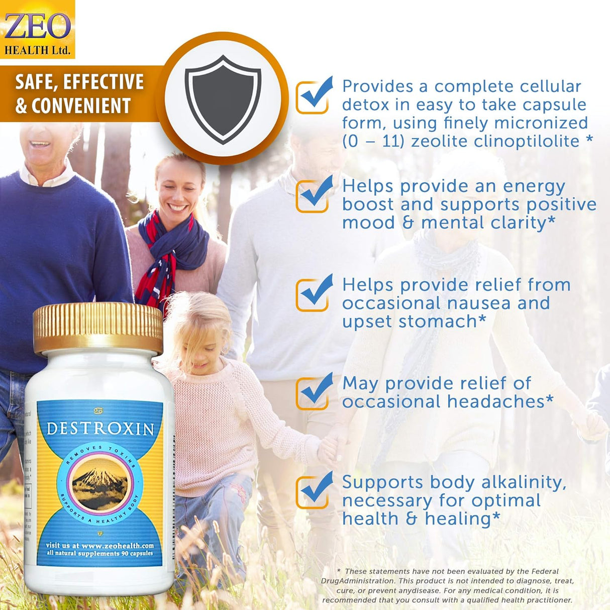 Suplemento DESTROXIN Cápsulas de zeolita con B-12 y calcio