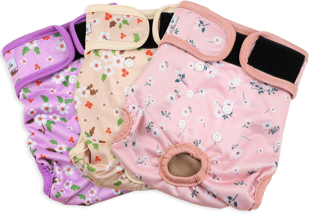 Grecle Pañales para perras – Broches ajustables de flores