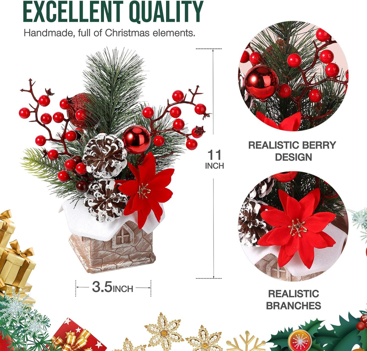 Árbol de Navidad Artificial Hatisan con Decoraciones y Piñas