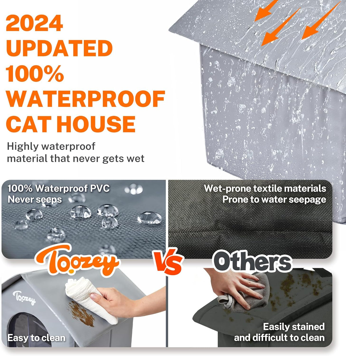 Casa para Gatos Exterior Toozey, Aislada, Impermeable, Modelo 2023