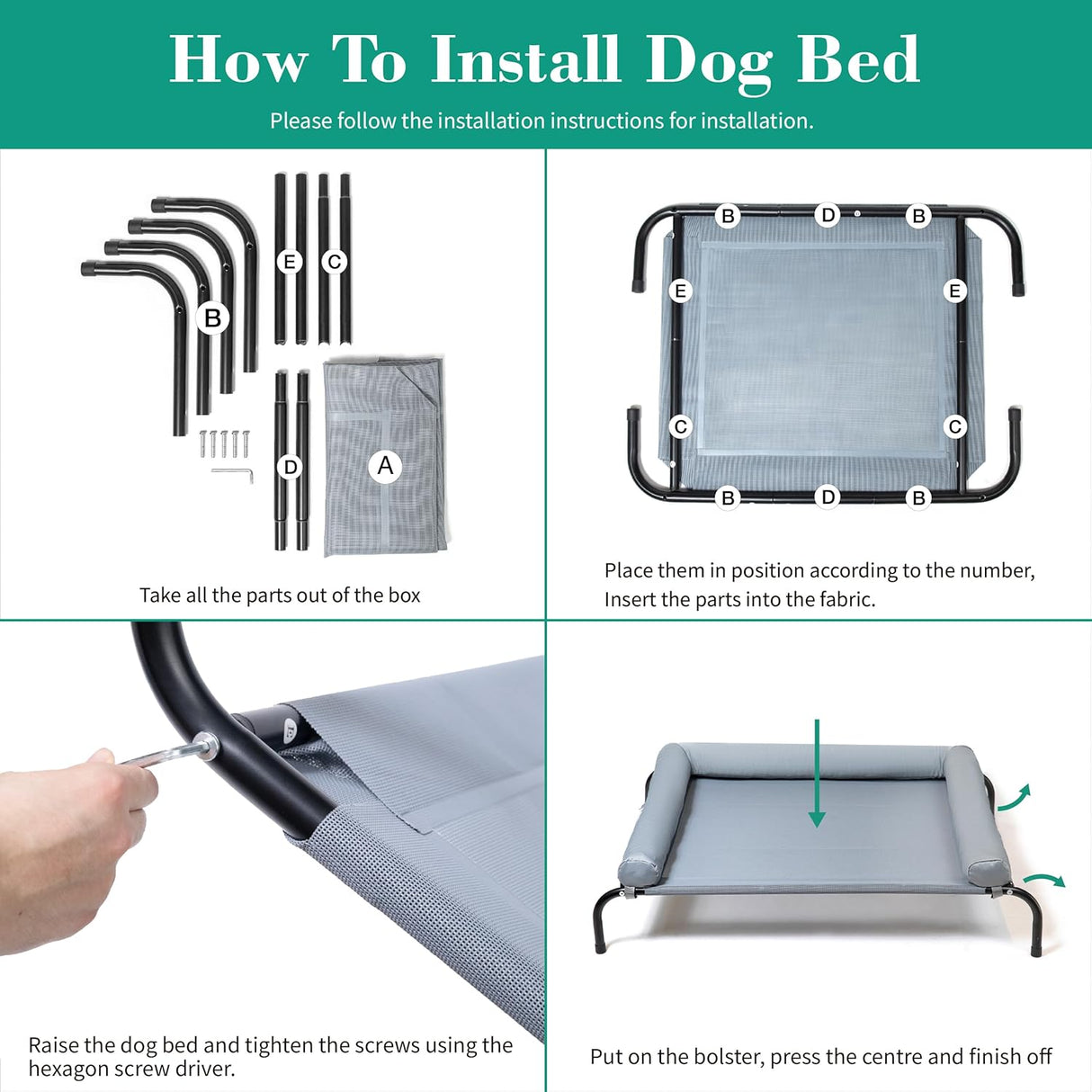Cama Elevada para Perro, Marca Desconocida, Con Almohadas, Mediana