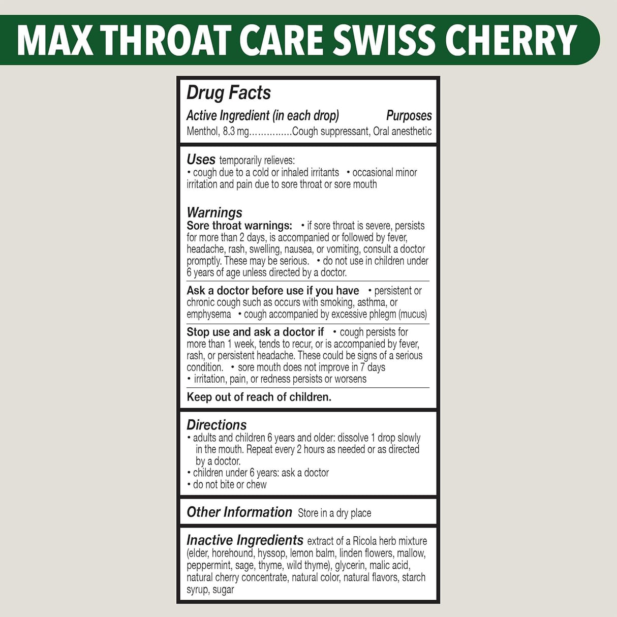 Ricola Max Caramelos para la garganta, alivio duradero, 34u