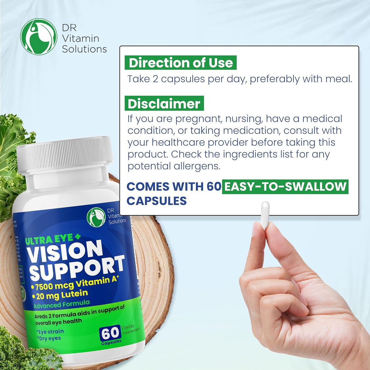 Vitaminas oculares de apoyo para la salud macular |