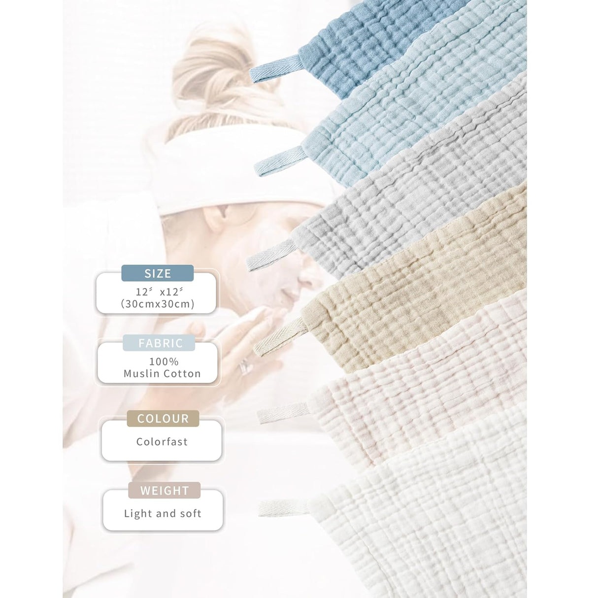 Paquete de 6 paños de lavado suave para lavar la cara Konssy