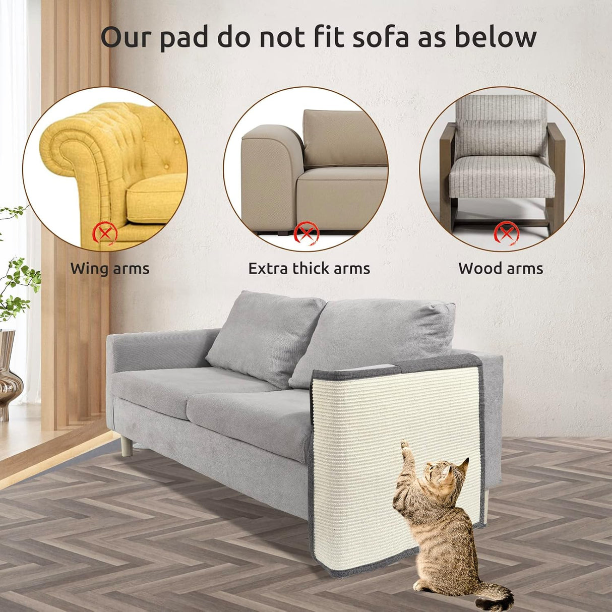 Protector de sofá para muebles con sisal natural