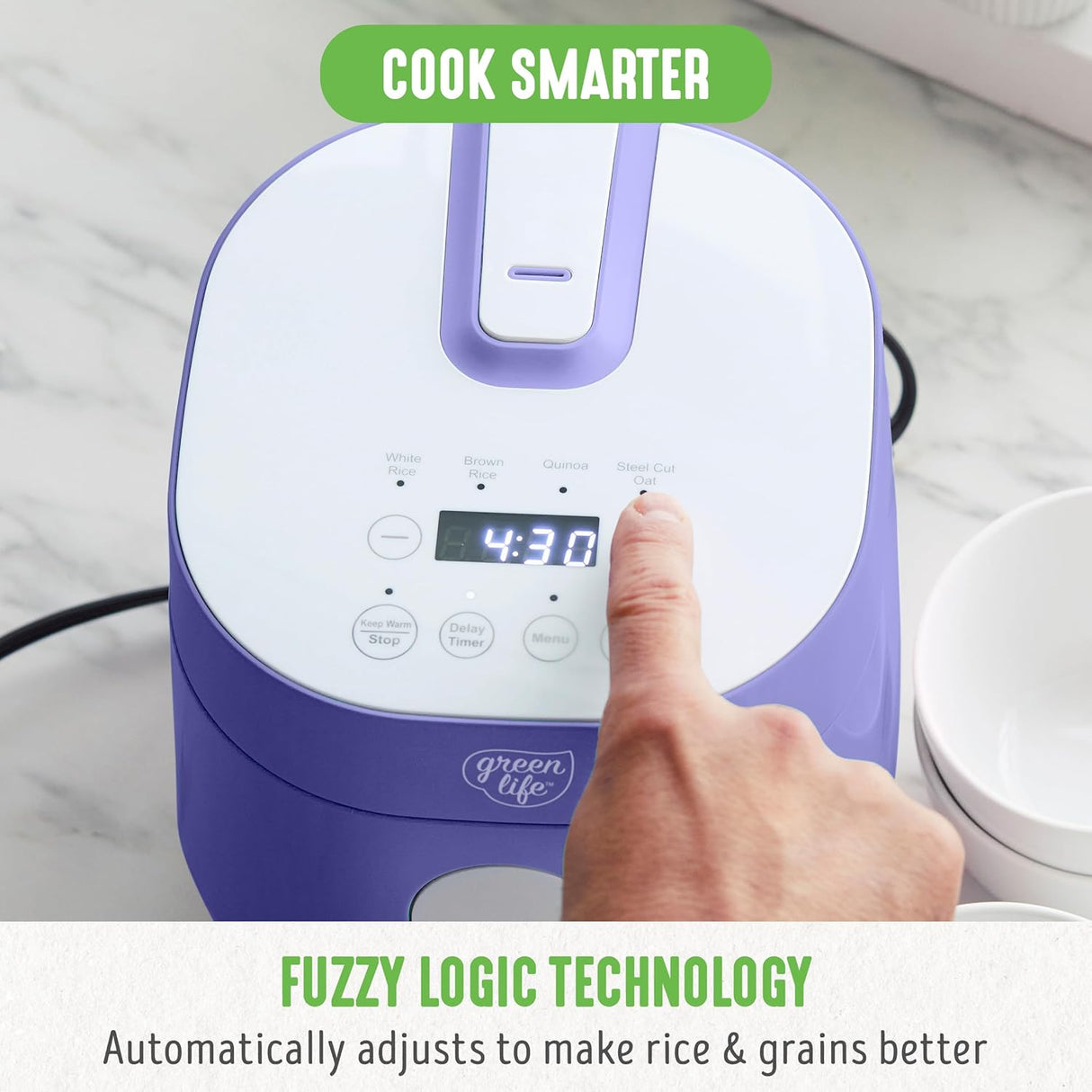 Arrocera Digital GreenLife 4 Tazas, Cerámica, Auto Presets