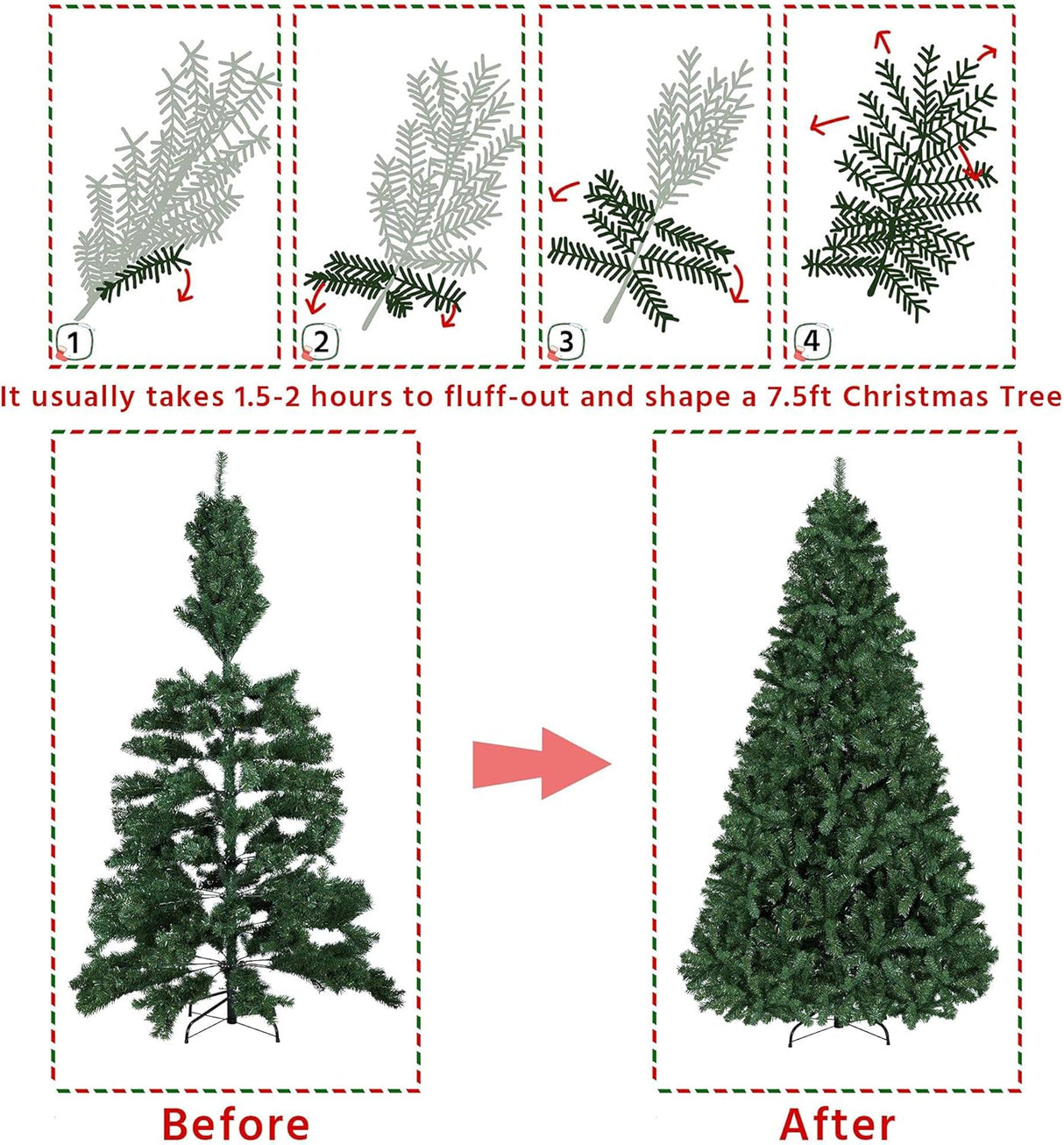 Árbol de Navidad Yaheetech 7.5ft Pino Premium 1346 Ramas