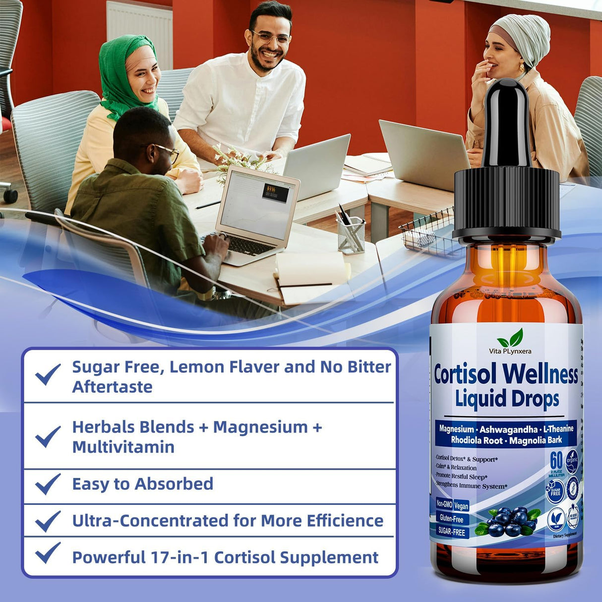 Suplemento cortisol para hombres y mujeres, 17 en 1, Detox, Magnesio