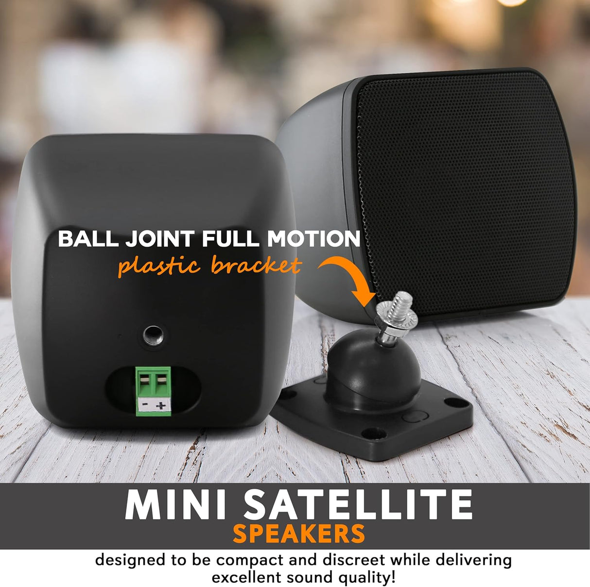 Pyle Mini altavoz satelital, sistema de altavoces satelitales de montaje en superficie de 3 pulgadas para subwoofer (par), uso para sistema de altavoces satélites, elegante y minimalista PD4STP