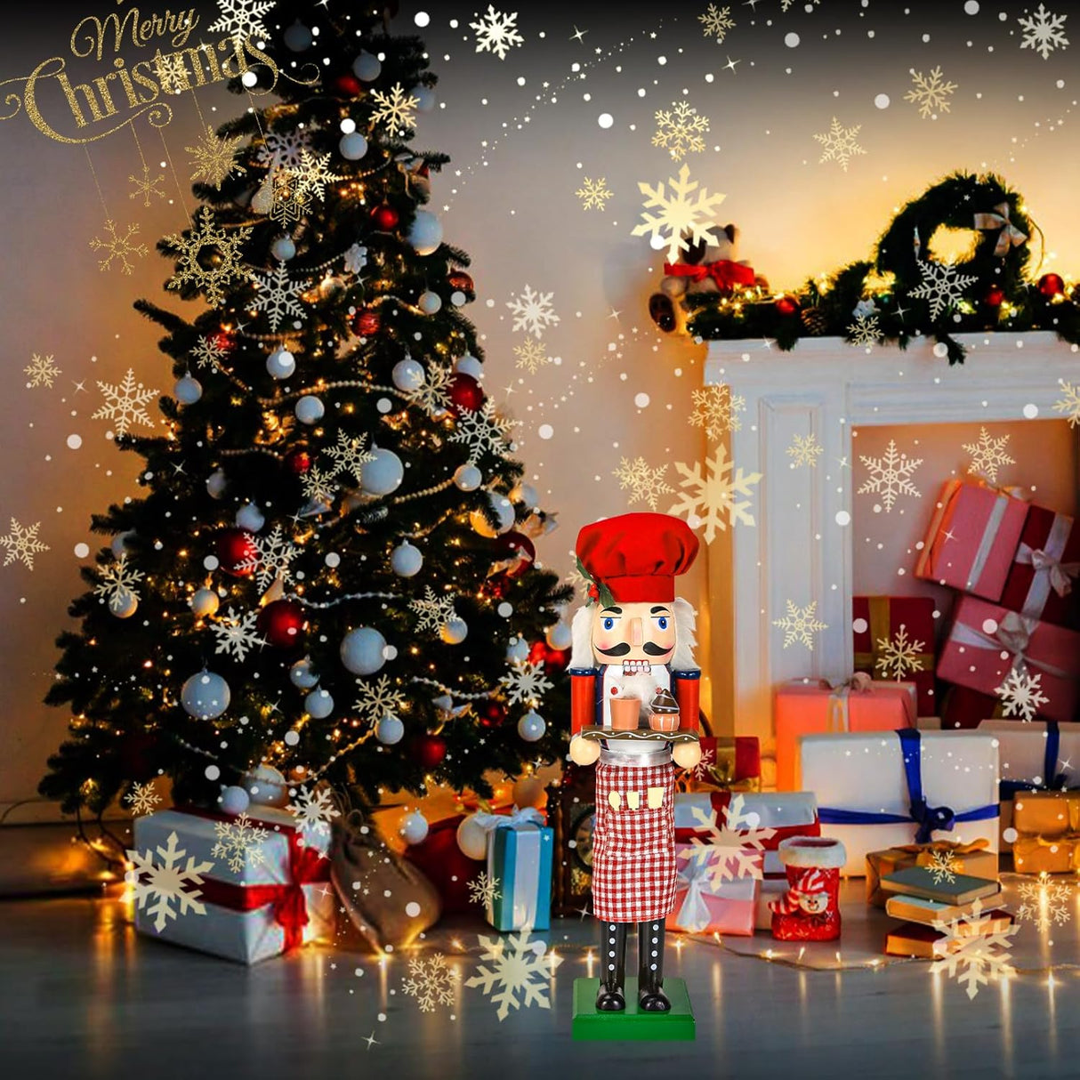 Figuras de Nuez Navideñas Chef de Madera 15 con Cupcake