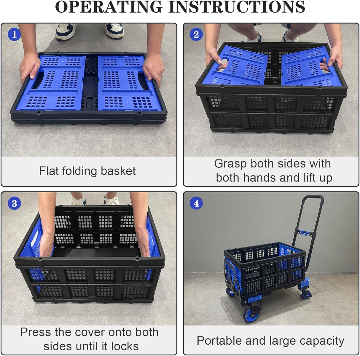 Carretilla Plegable 2 en 1, Alta Capacidad 330lbs, Modelo Portátil