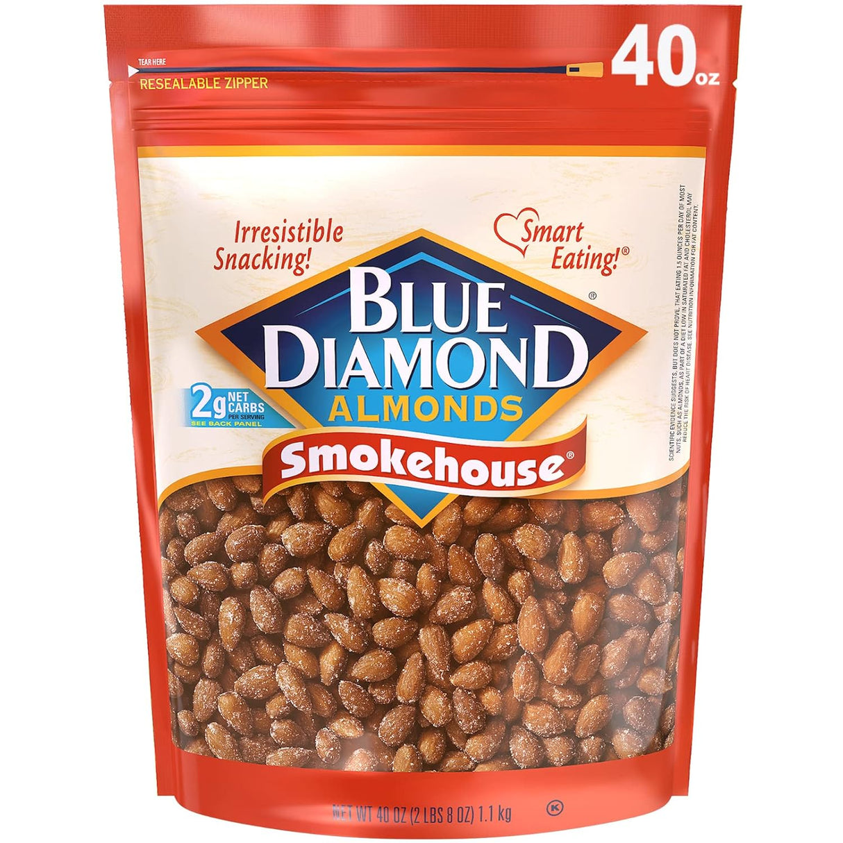 Almendras Ahumadas Blue Diamond, 40 Oz, Bolsa Resellable