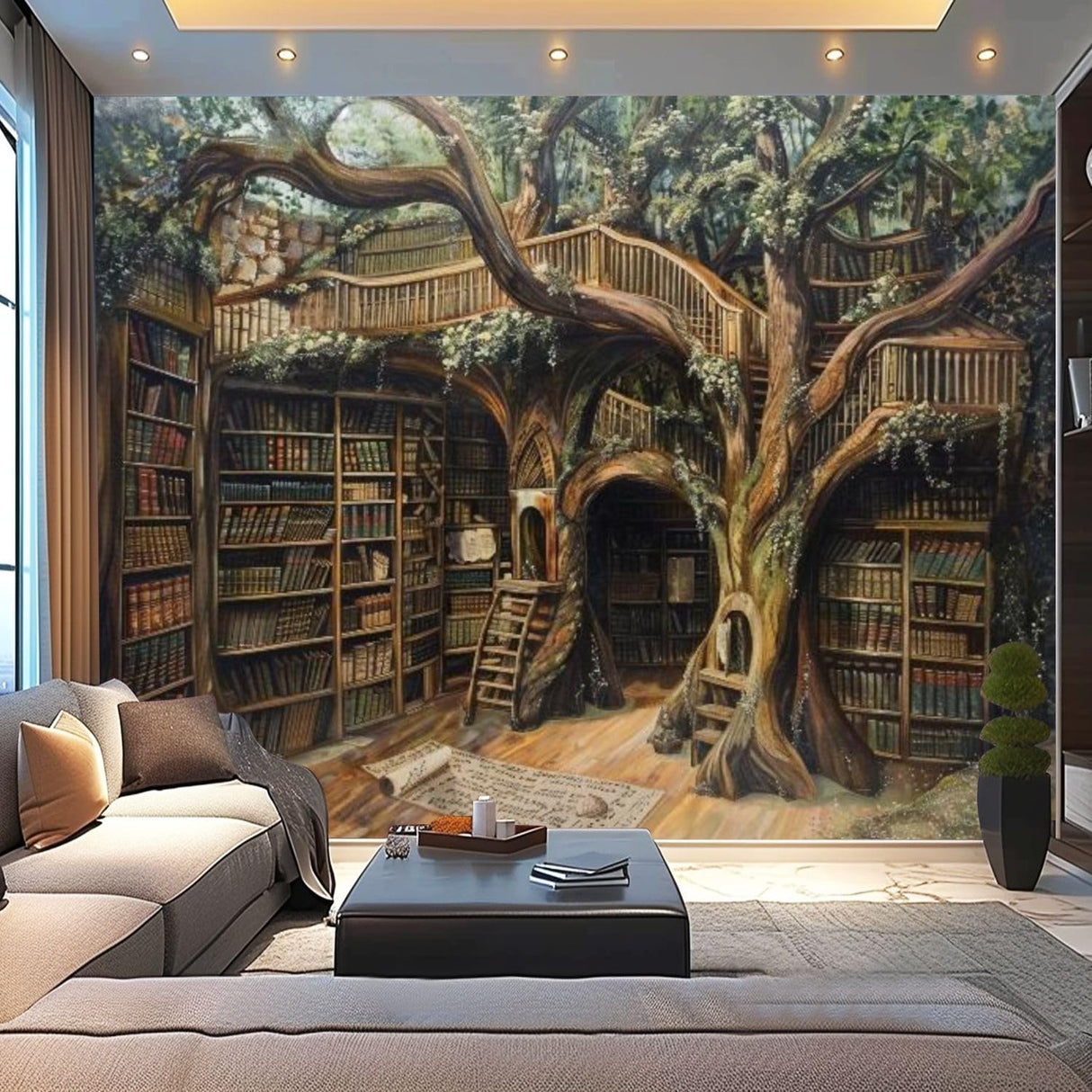 Mural 3D de Libros Medievales, Peel and Stick, 100x144 pulgadas