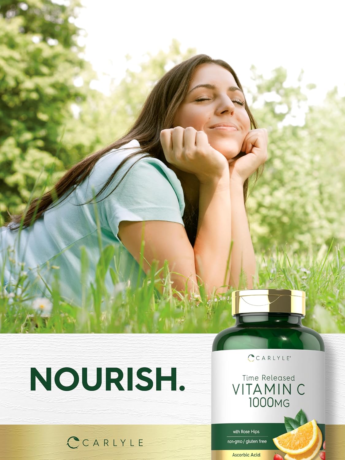 Carlyle Vitamina C 1000mg Caplets con Rosa HIPS suplemento