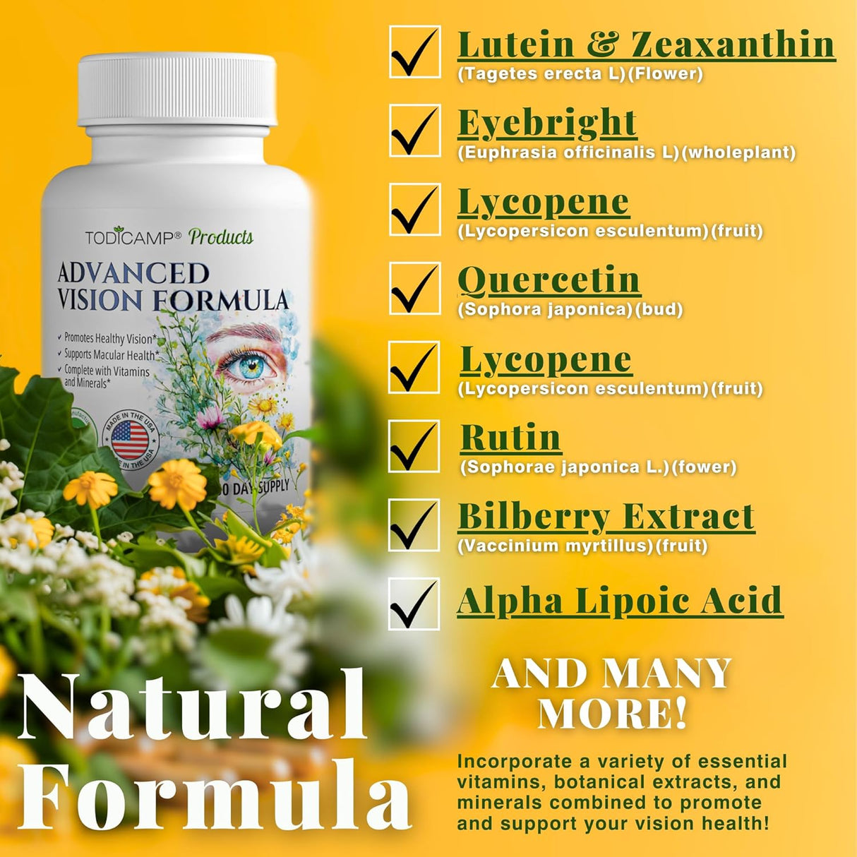 Suplemento de vitaminas para la vista Macular Support, luteína 400mg