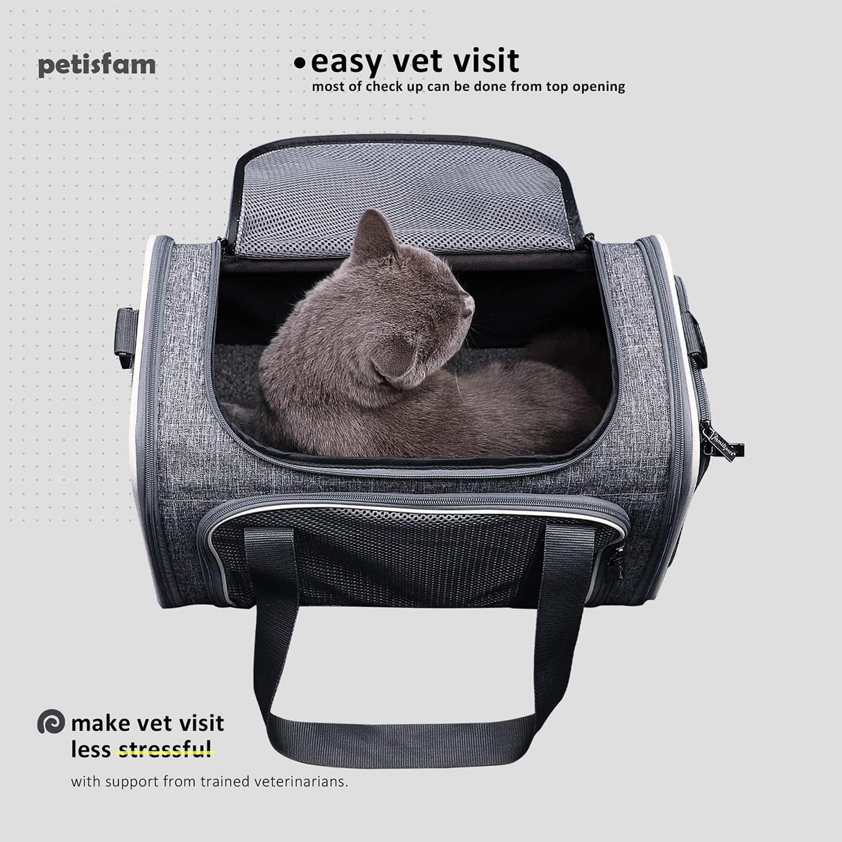 Transportadora para gatos y perros pequeños, petisfam, aprobada.