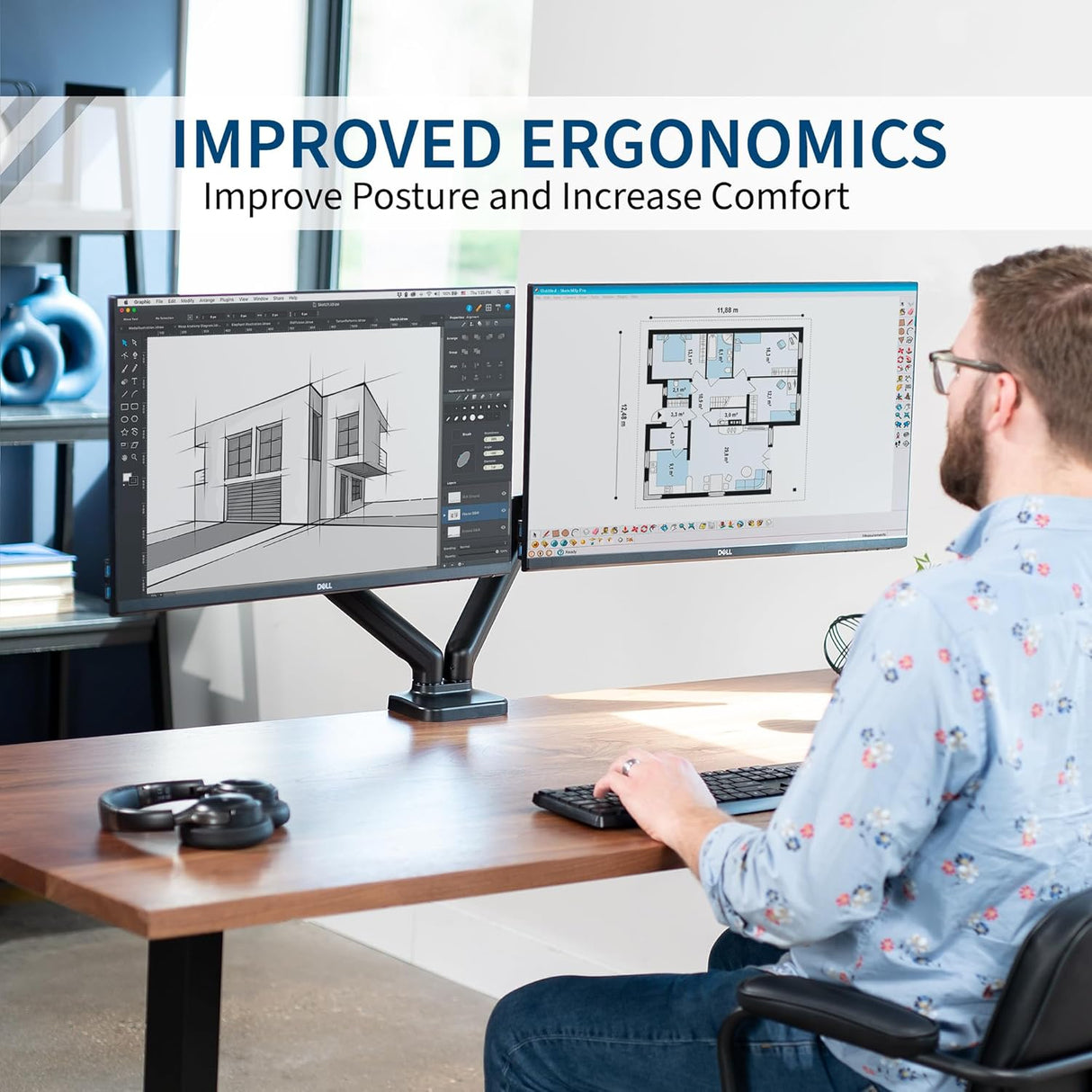 Soporte de Doble Monitor VIVO 32 Articulado STAND-V002O