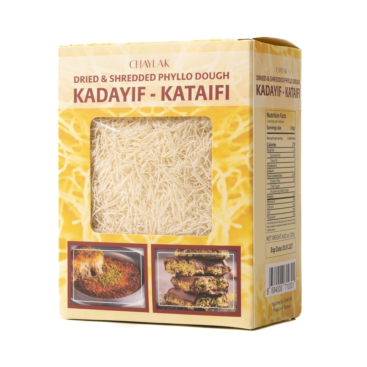 Kataifi de hojaldre picado, 250g, para Kadayif y Knafeh