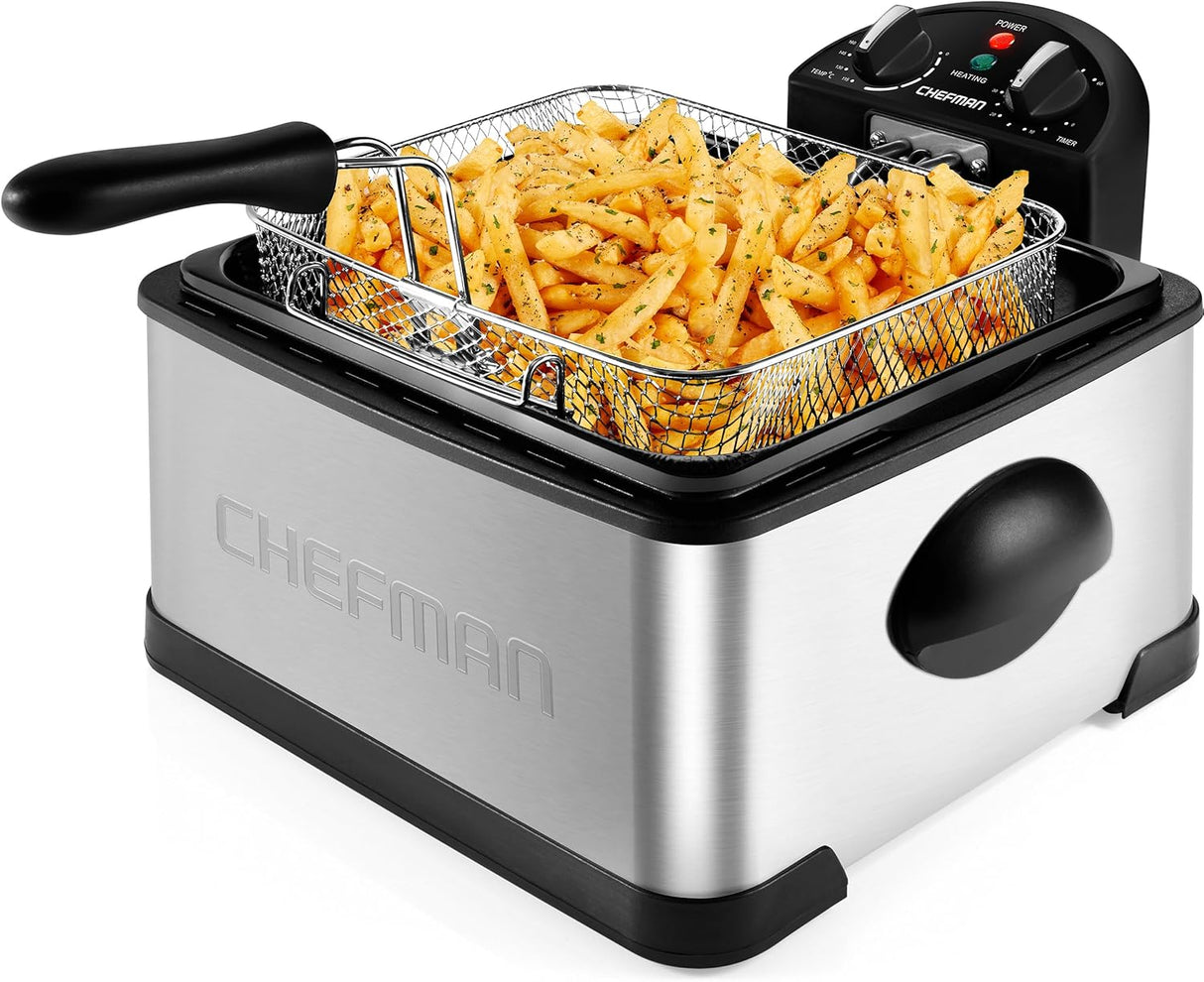 Freidora Chefman 4.5L con cesta, temporizador y aceite removible
