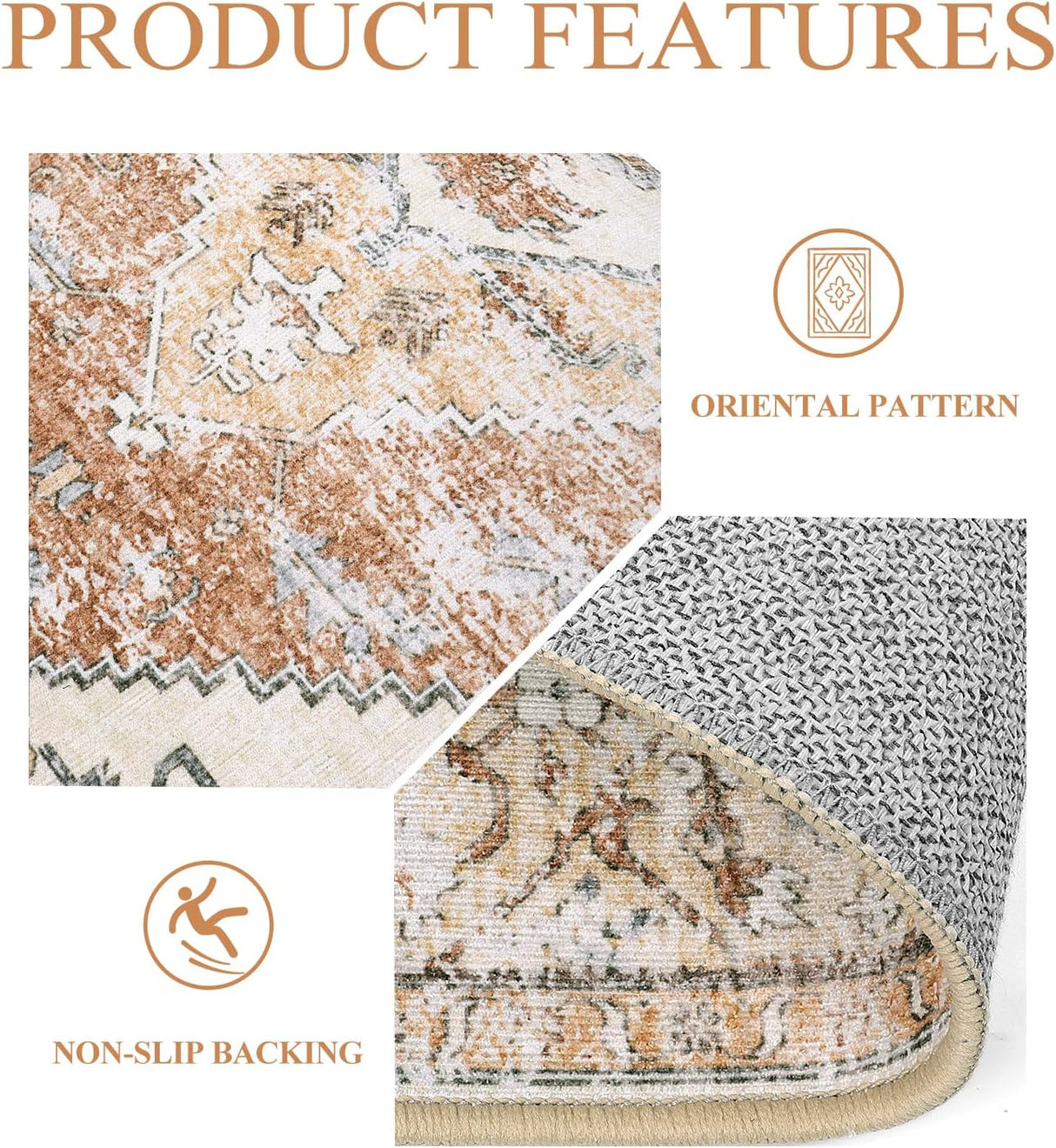 Tapete bohemio a máquina de 5 x 7 pies para sala Lahome