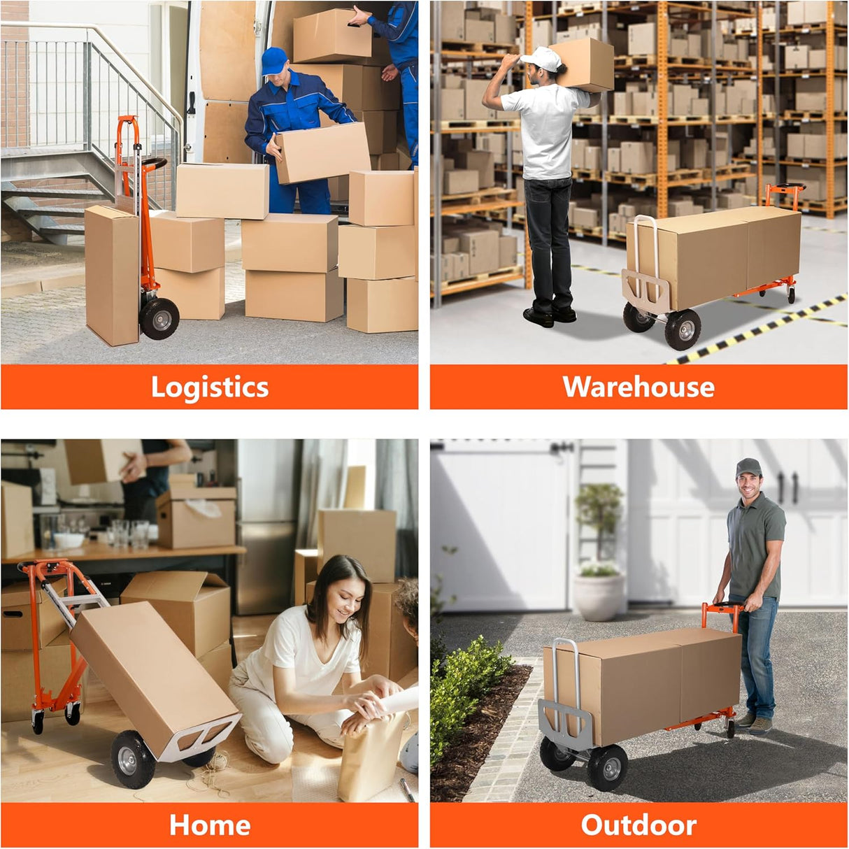 Carretilla Plegable 3 en 1, Capacidad 1000 lbs, Modelo Industrial