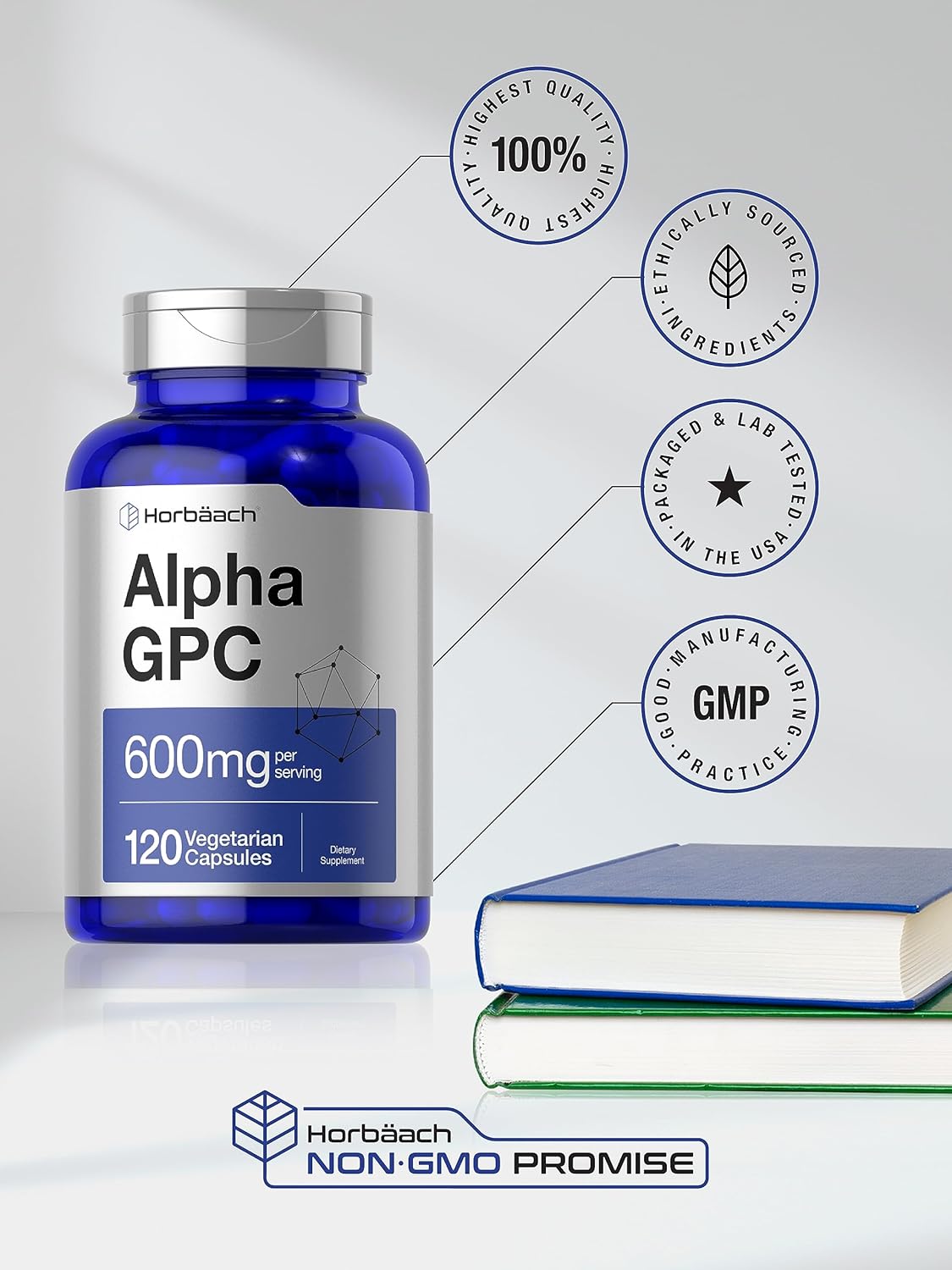 Suplemento de Colina Alpha GPC 600mg | Vegetariano y sin gluten