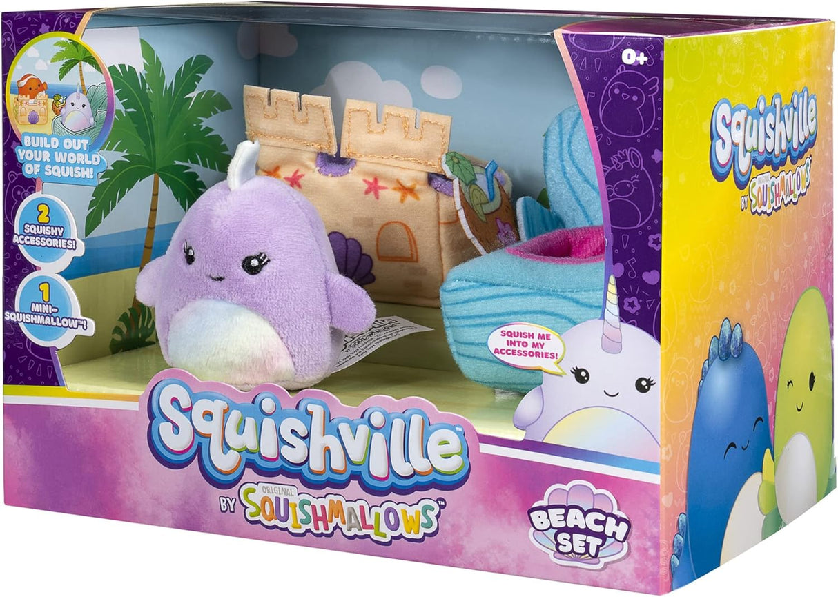 Set de Accesorios de Playa Mini Squishmallows - Castillo de Arena y Silla