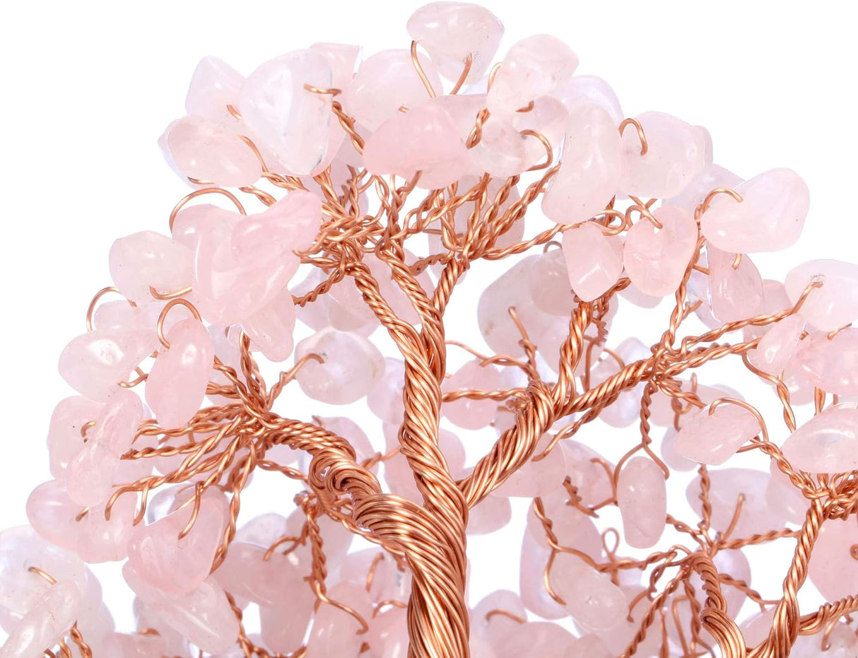 Jovivi Árbol de dinero de cristal curativo de cuarzo rosa .