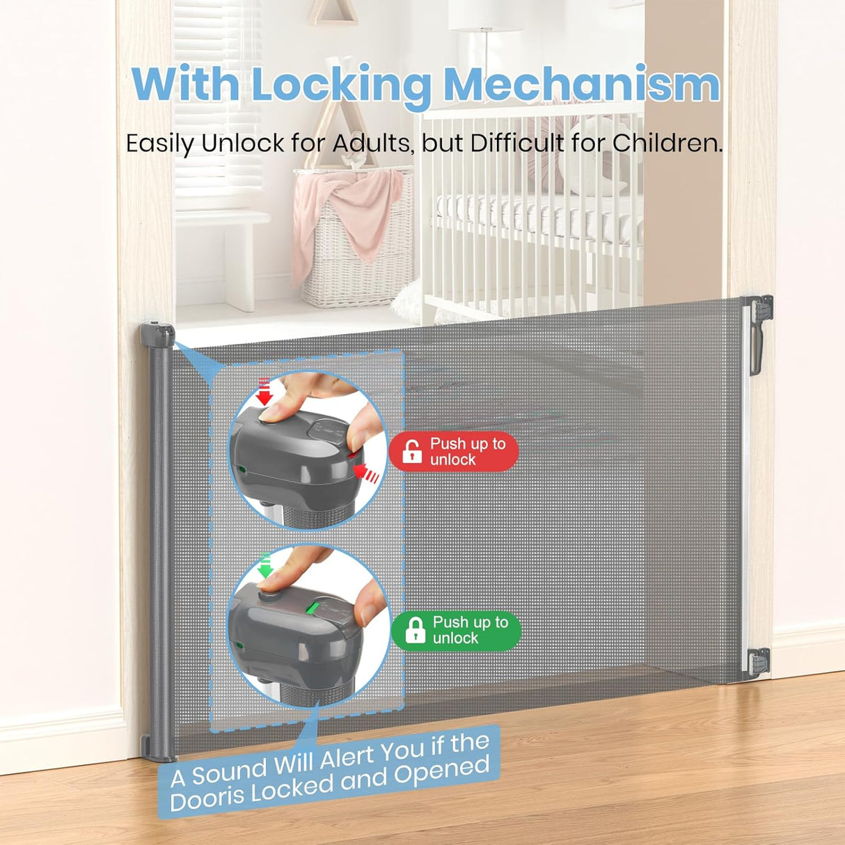 Puerta retráctil para bebé 33 pulgadas de alto HAMOPY