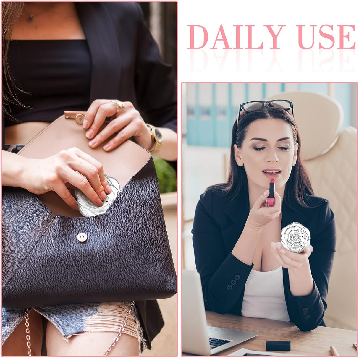 Espejos de Bolsillo Rosas para Recuerdos de Boda y Quinceañera