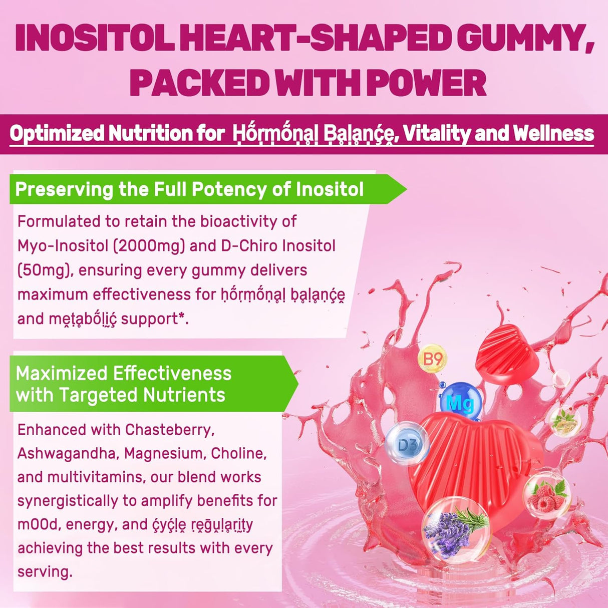 Gomitas de Inositol + Chasteberry, 2000mg, 60u