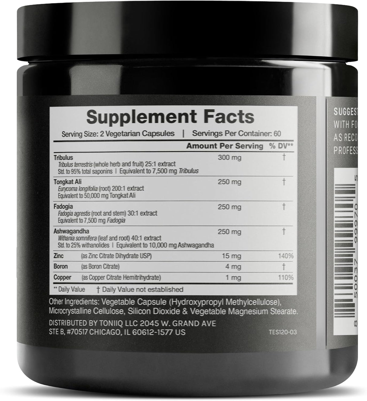 Suplemento Tribulus concentrada de 75,000 mg 120 cápsulas