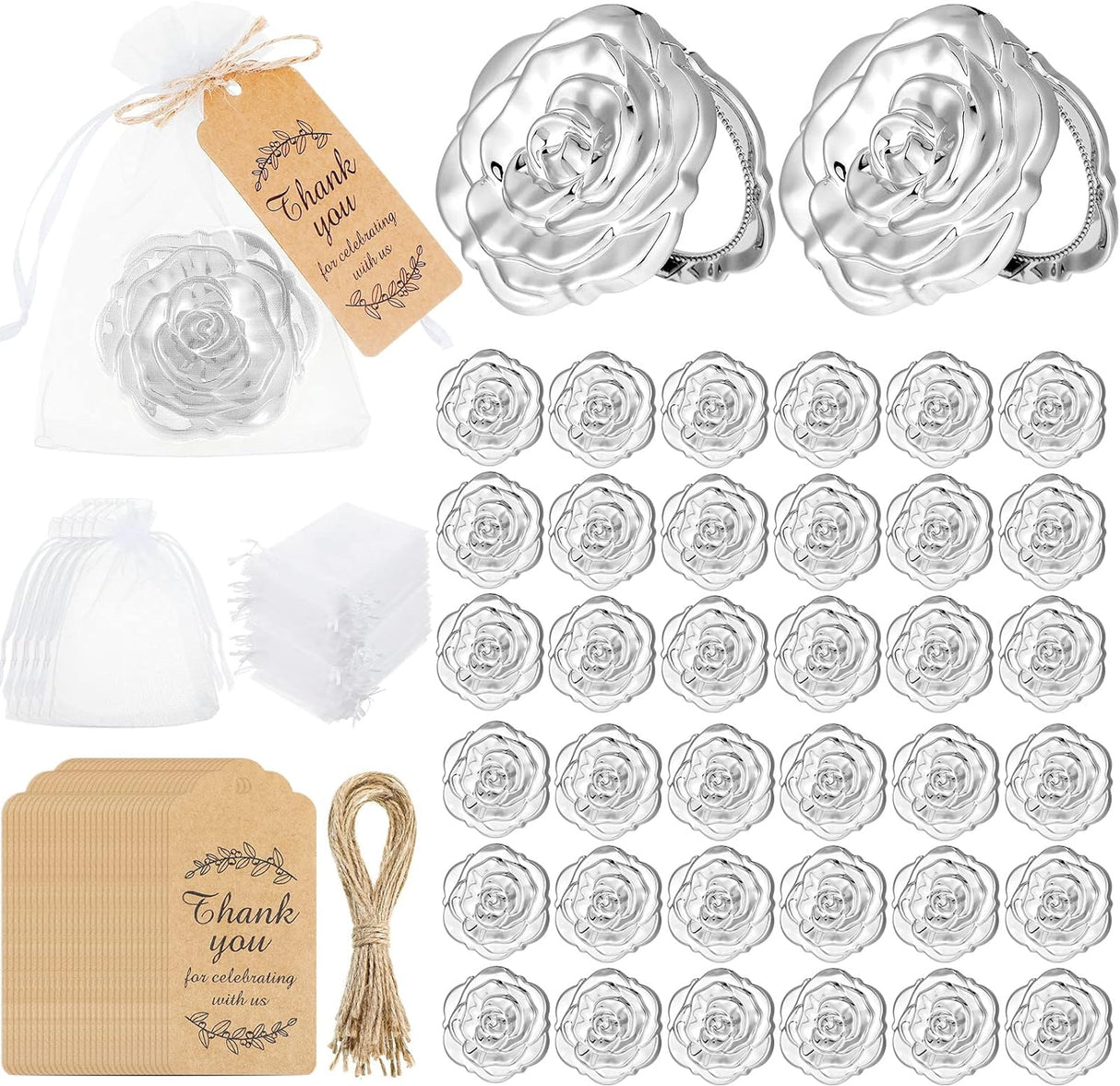 Espejos de Bolsillo Rosas para Recuerdos de Boda y Quinceañera