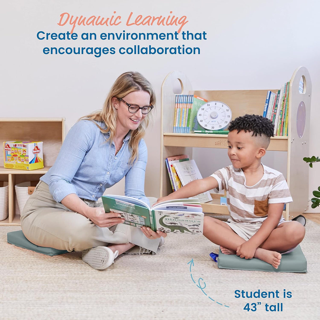 ECR4Kids SoftZone - Cojines de suelo, cuadrados, asientos flexibles, color gris, 6 piezas