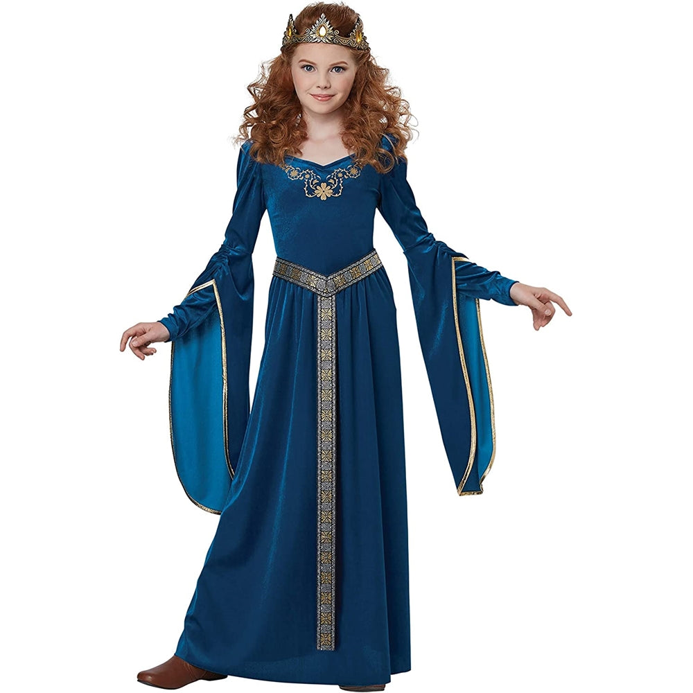 Disfraz de princesa medieval para niñas azul talla S