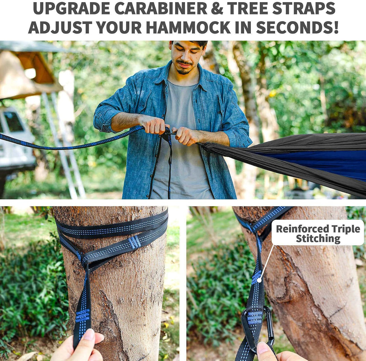 Hamaca Camping con Mosquitero y Lona, Portátil, Doble, Nylon