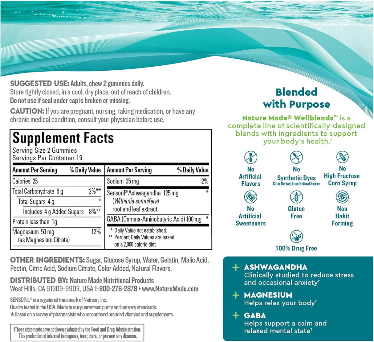 Suplemento Nature Made Wellblends calma mente y cuerpo