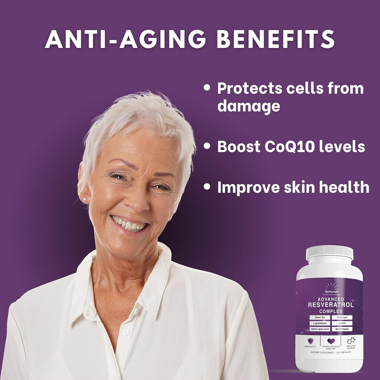 Suplemento Complejo avanzado de resveratrol con CoQ10 120 un