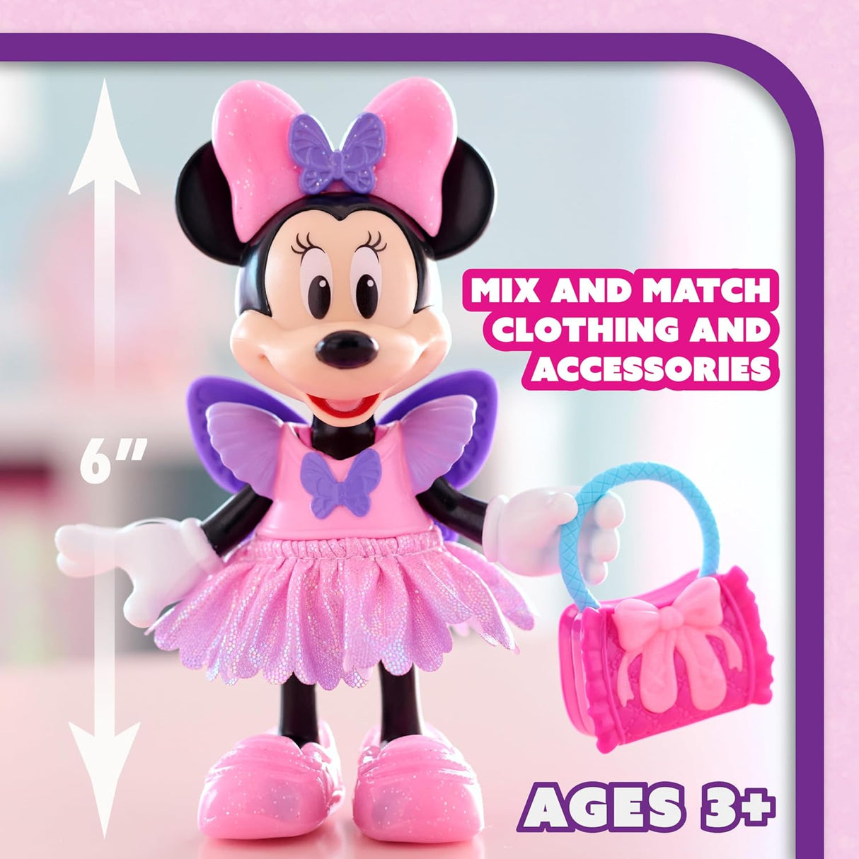 Muñeca Minnie Mouse Ballerina, Just Play, 13 accesorios, 3+ años