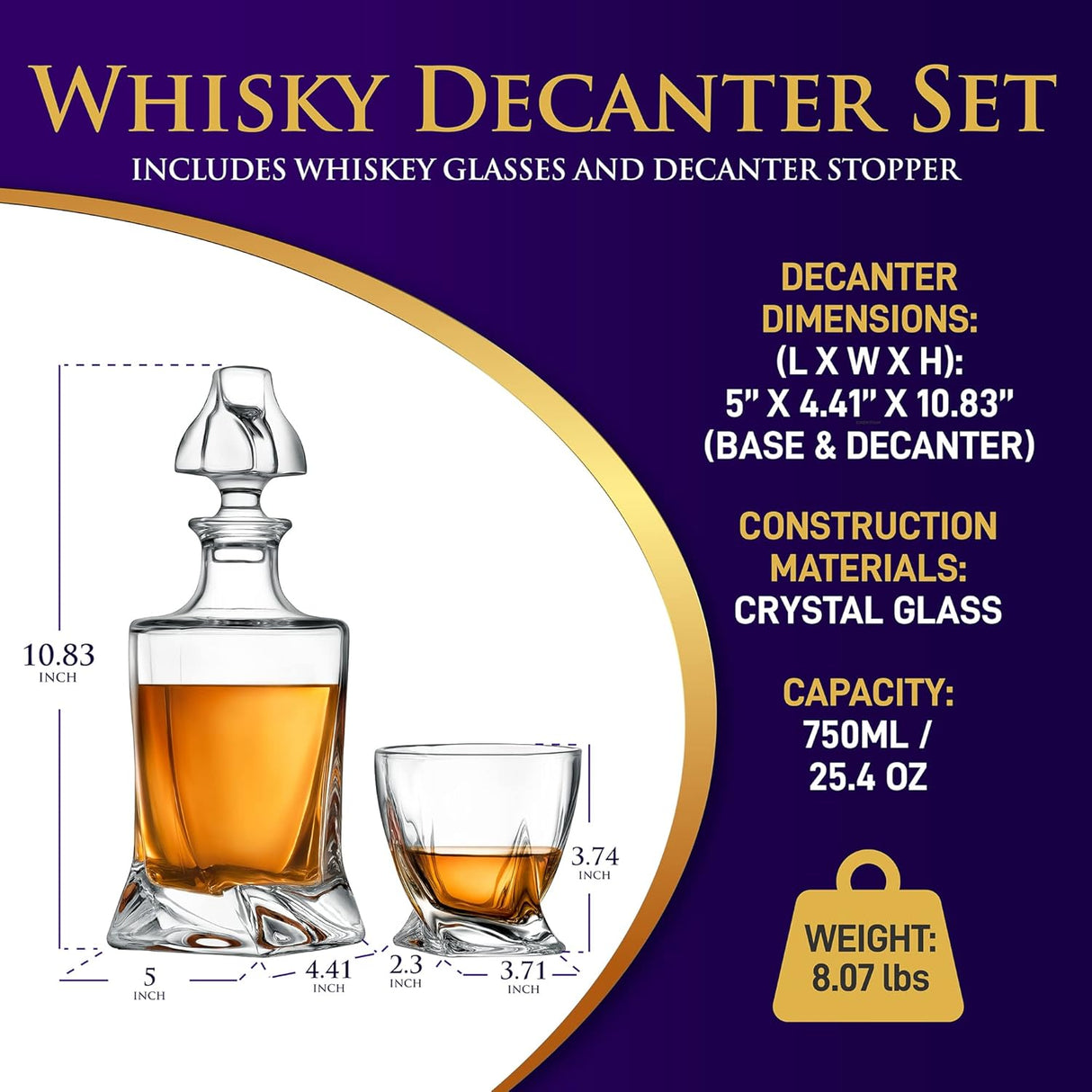 Decantador de vidrio de whisky NUTRICHEF NCGD4C981