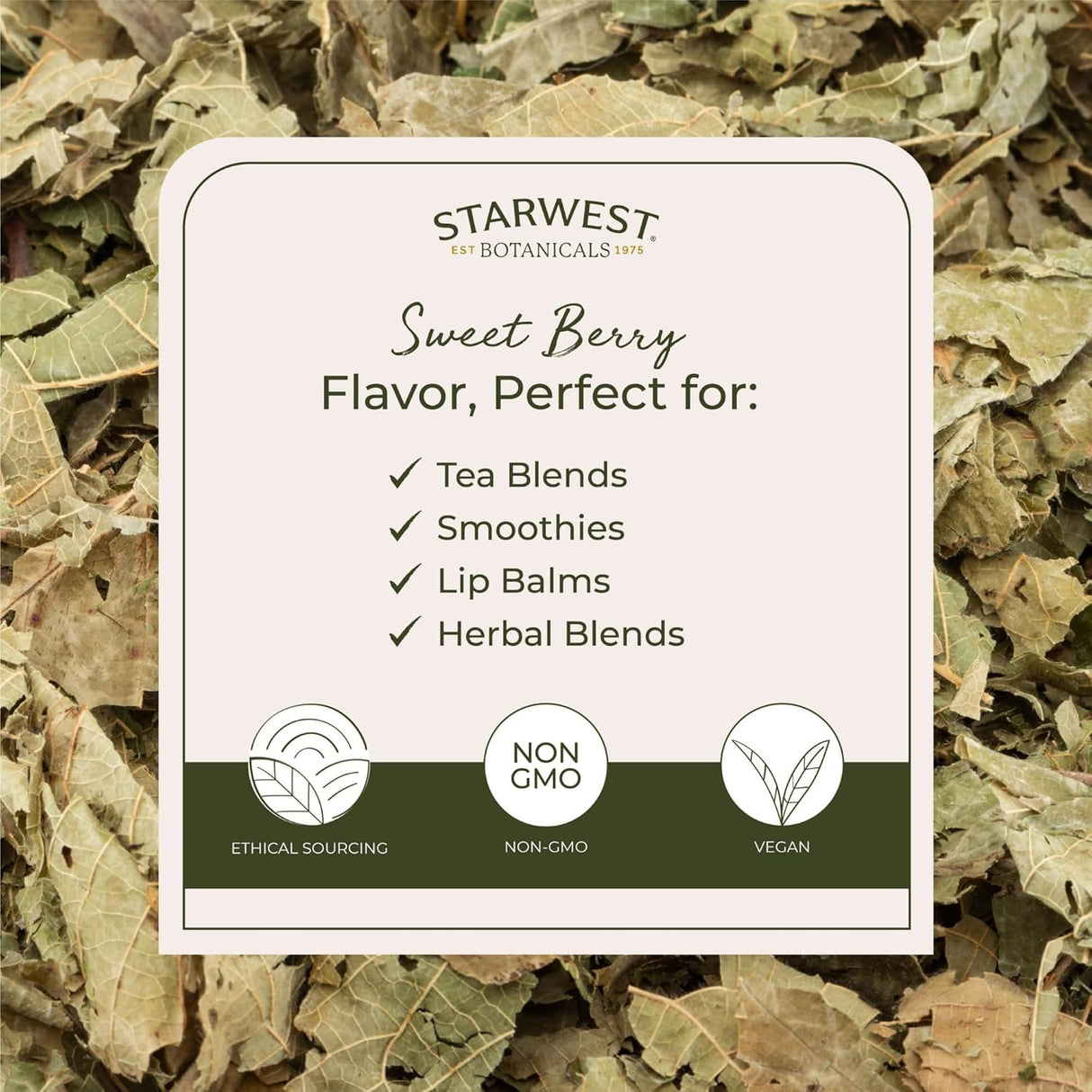 Hojas de frambuesa orgánicas Starwest Botanicals 1 lb Bolsa