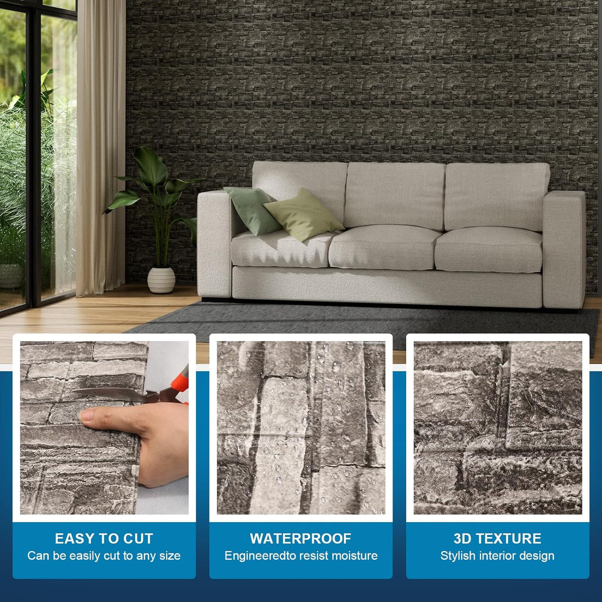 Paneles 3D autoadhesivos de ladrillo, decorativos, 20PCS