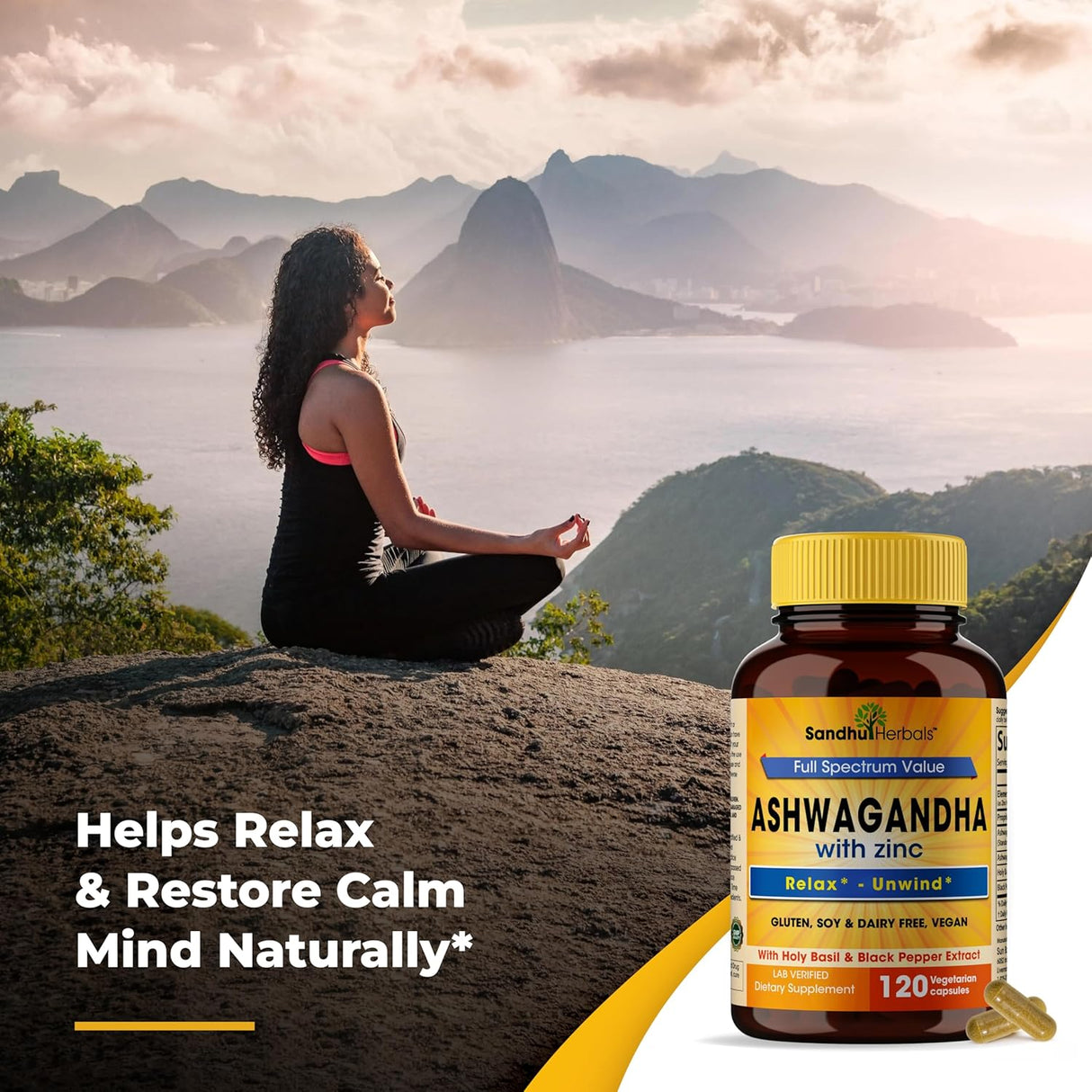 Suplemento de Ashwagandha Sandhu Herbals 120 Cápsulas 8000mg