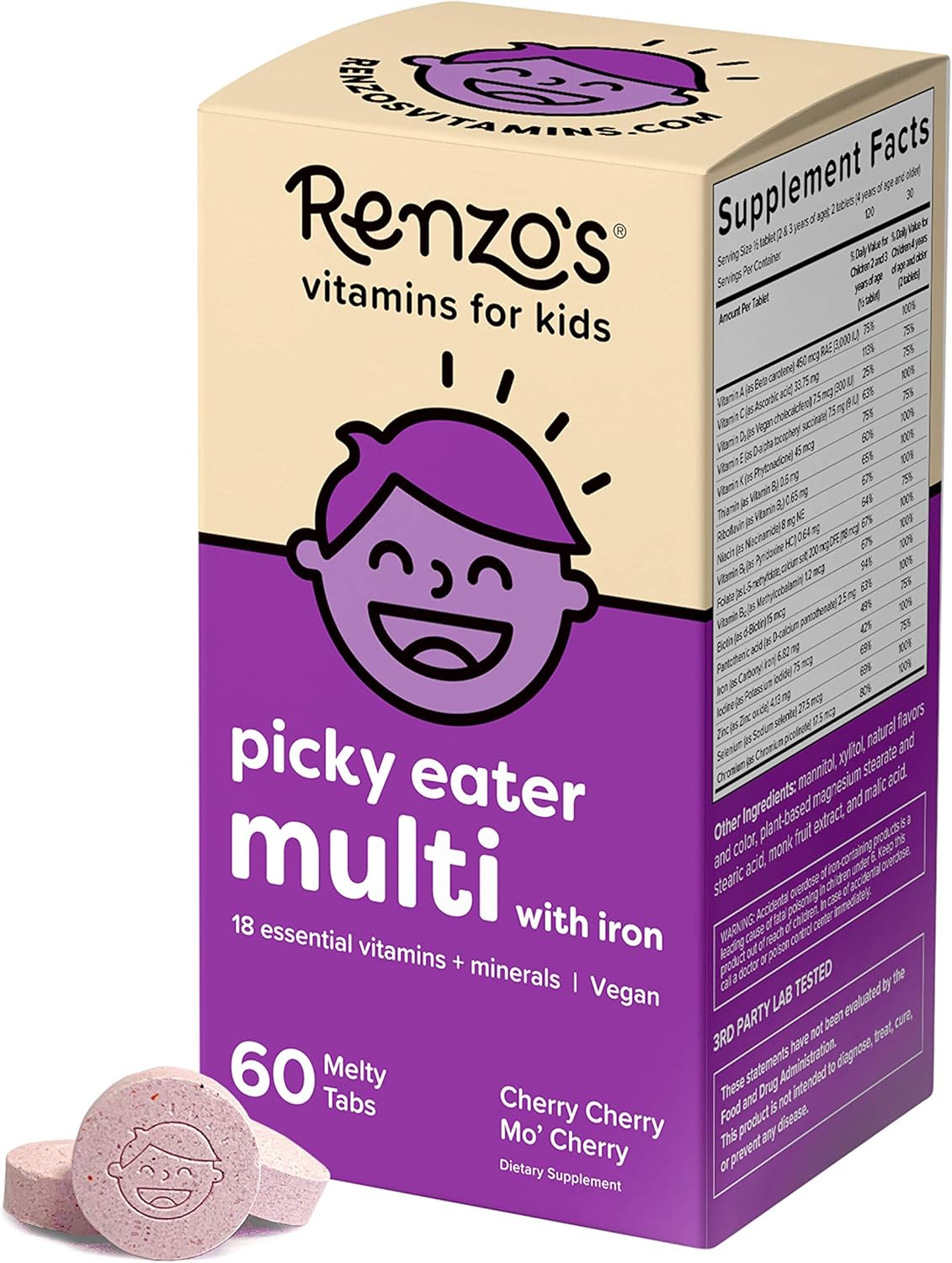 Suplemento Multivitamínico vegano para niños con hierro 60un